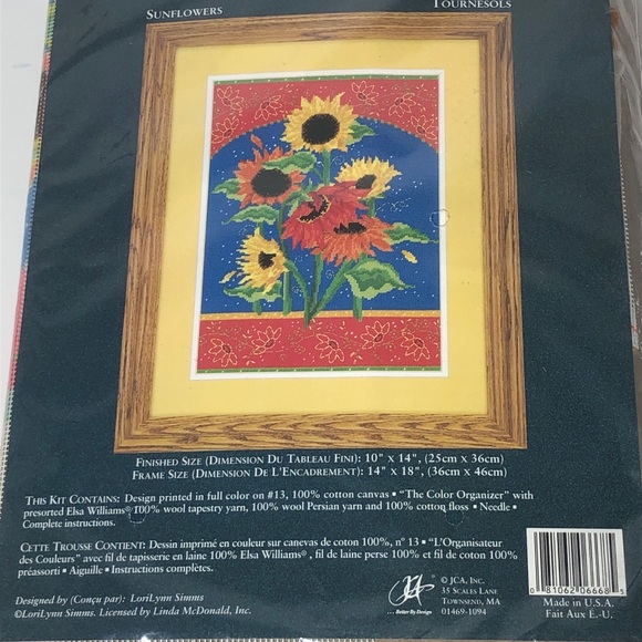 JCA Needle Treasures Needlepoint Kit Sunflowers - Picture 1 of 3